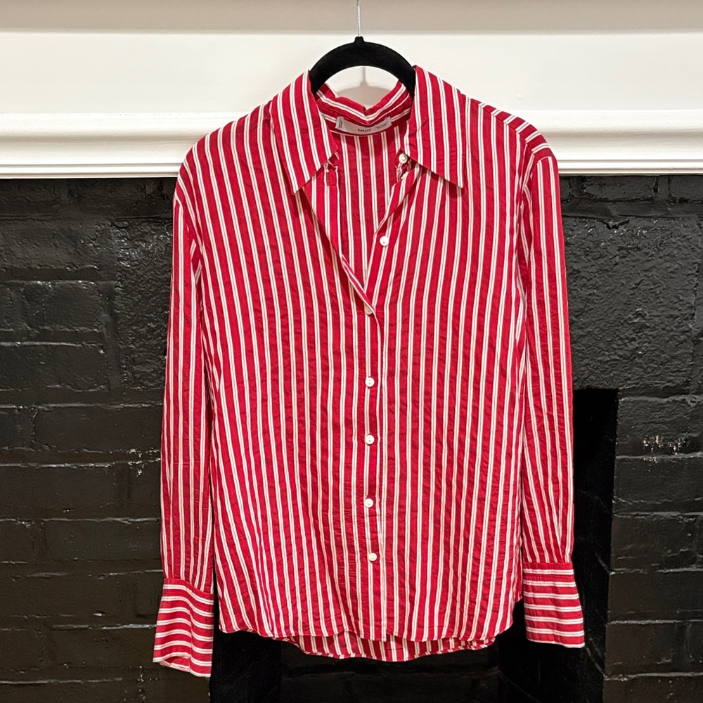 Mango Striped Button-Up Shirt